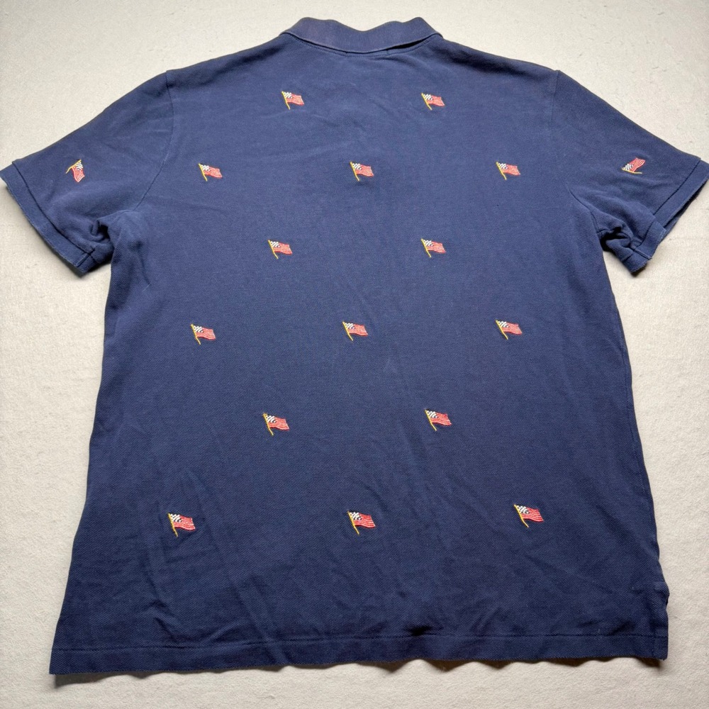 Polo Ralph Lauren Mens Navy Blue American Flag Embroidered Polo Shirt Medium - Picture 7 of 7